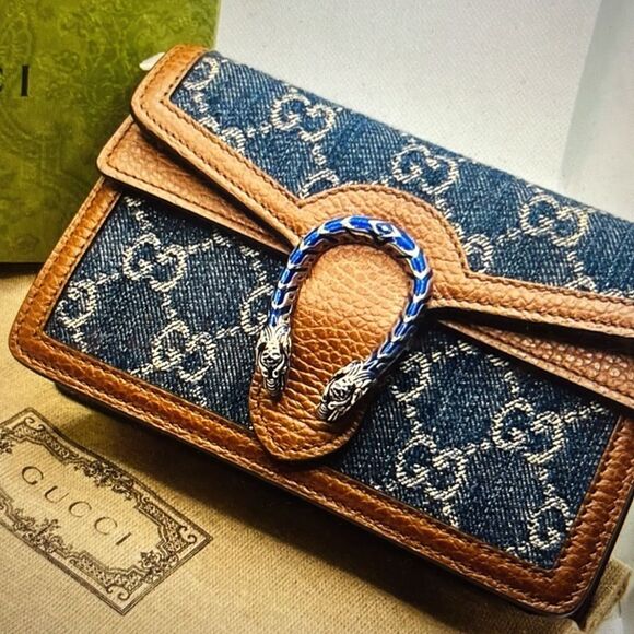 Gucci Super Mini Dionysus Jacquard leather/Denim Bag NWT - Picture 2 of 10